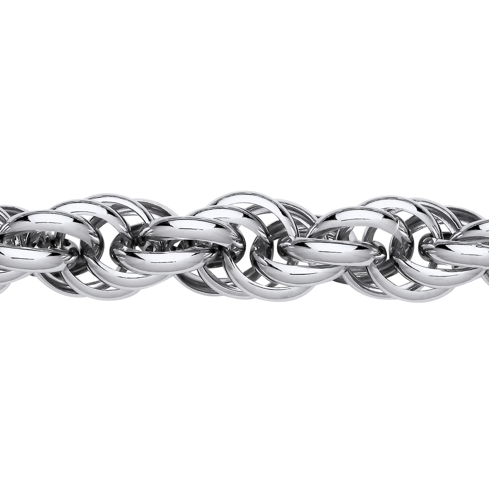 Silver  Chunky Twisted Rope Prince of Wales Chain Bracelet 13mm 8" - GVB581