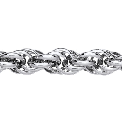Silver  Chunky Twisted Rope Prince of Wales Chain Bracelet 13mm 8" - GVB581