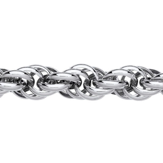 Silver  Chunky Twisted Rope Prince of Wales Chain Bracelet 13mm 8" - GVB581