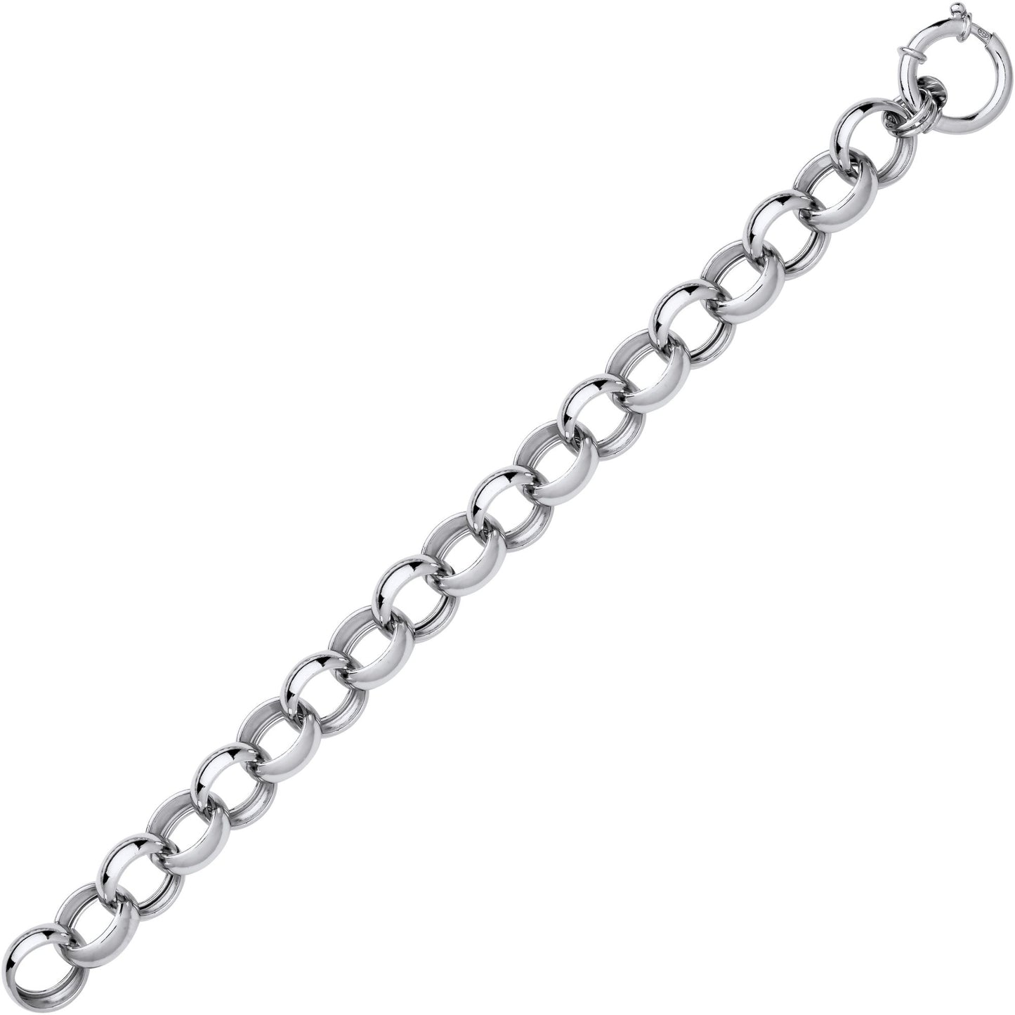 925 Silver  Chunky Round Link Belcher Chain Bracelet 15mm 8.5 inch - GVB582