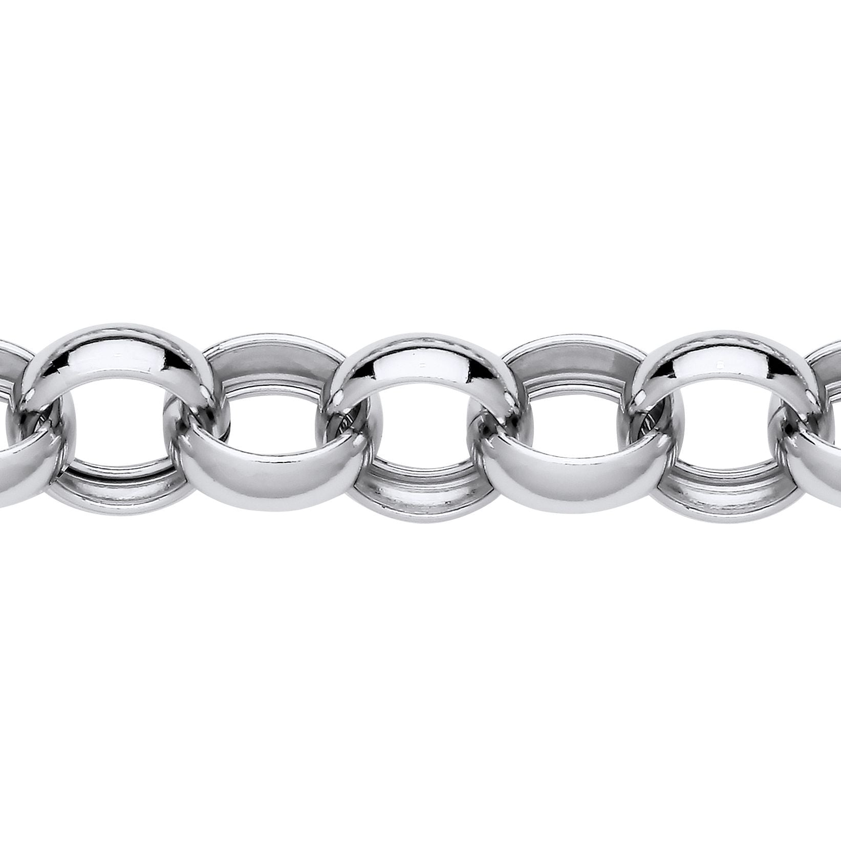 925 Silver  Chunky Round Link Belcher Chain Bracelet 15mm 8.5 inch - GVB582