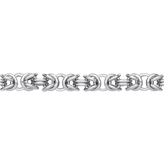 Silver  Rounded 3D Square Byzantine Chain Bracelet - GVB583