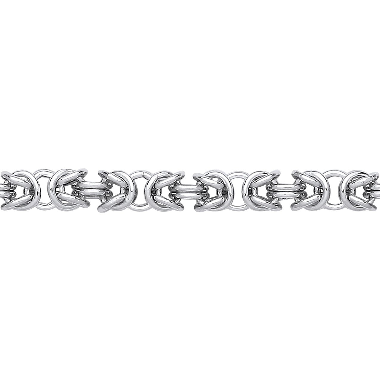 925 Silver  Rounded 3D Square Byzantine Chain Bracelet 5mm 8 inch - GVB583