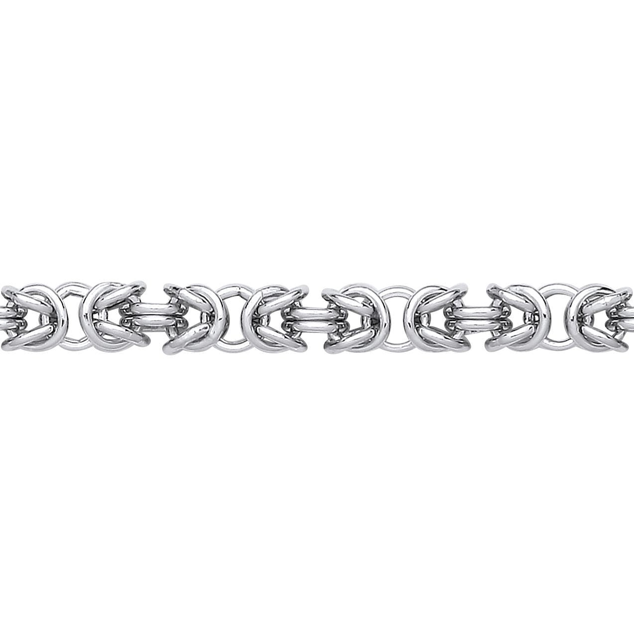 925 Silver  Rounded 3D Square Byzantine Chain Bracelet 5mm 8 inch - GVB583