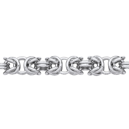 Silver  Rounded 3D Square Byzantine Chain Bracelet - GVB584