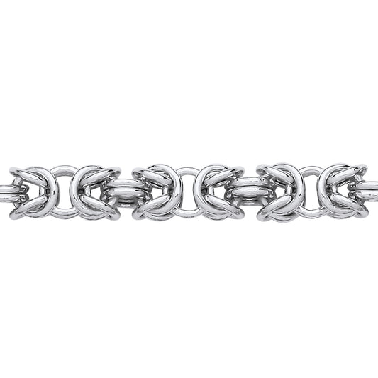 925 Silver  Rounded 3D Square Byzantine Chain Bracelet 6mm 8 inch - GVB584