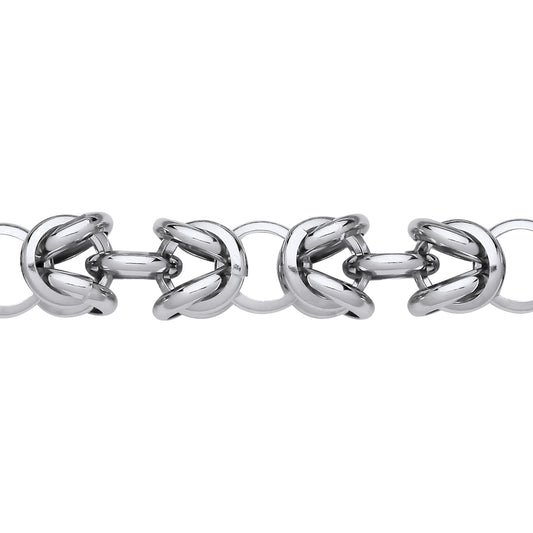 Silver  Rounded 3D Square Byzantine Chain Bracelet 9mm 7.5"  19.5cm - GVB585