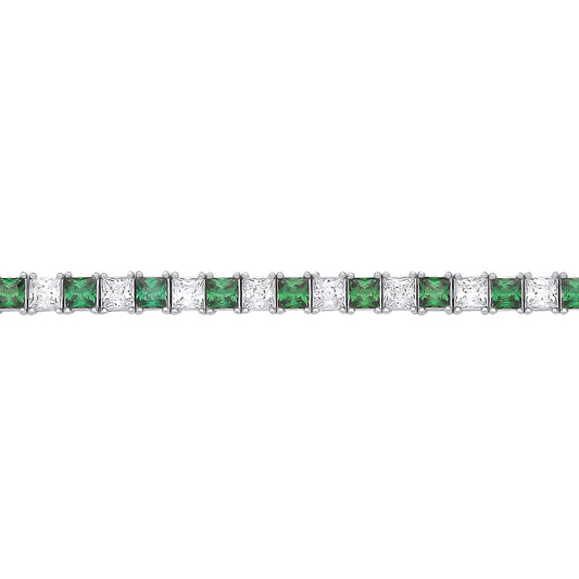 Silver  Alternating Eternity Tennis Bracelet - GVB586EM