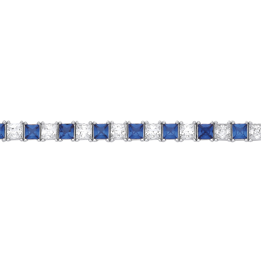 Silver  Alternating Eternity Tennis Bracelet - GVB586SAP