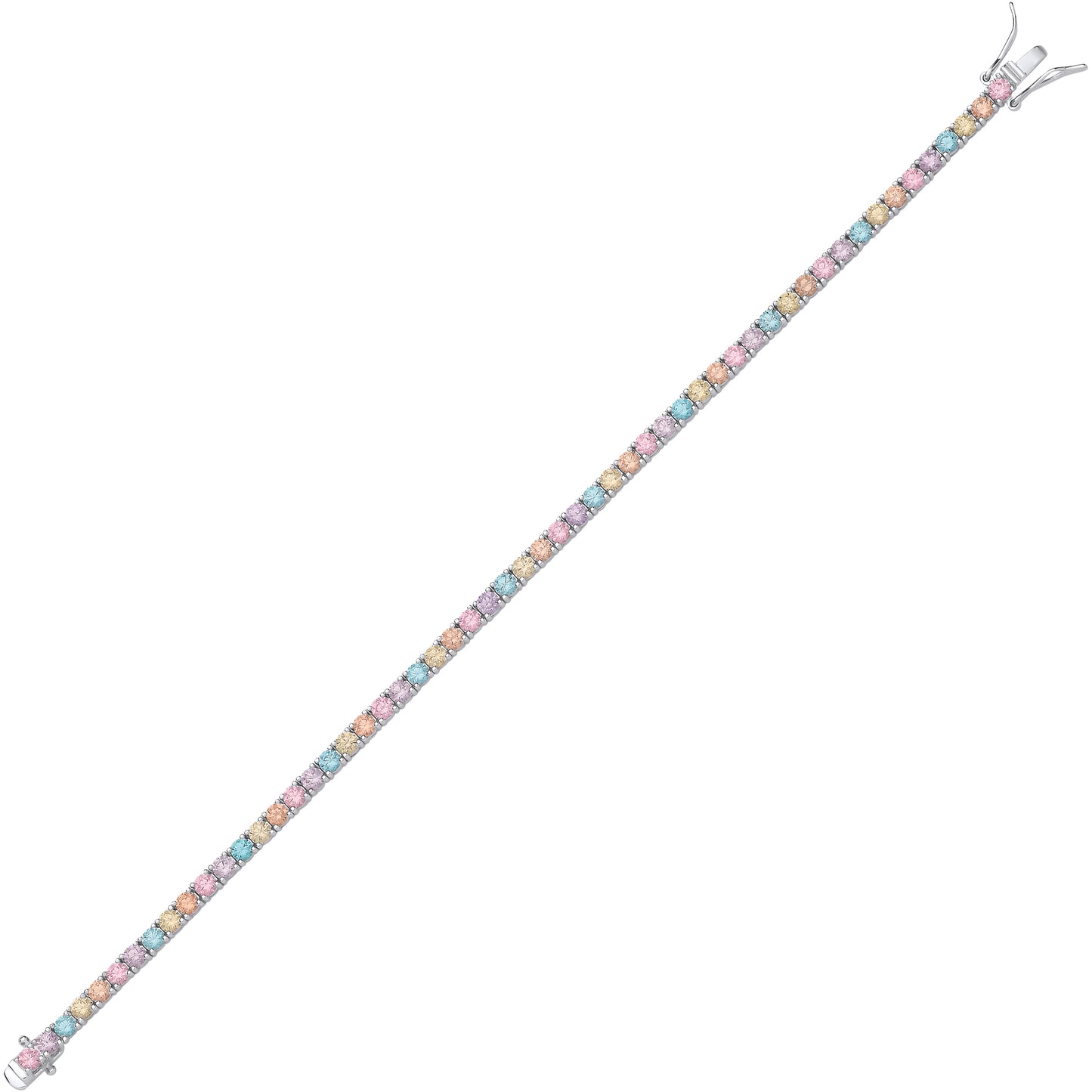 Silver  Pastel Rainbow Tennis Bracelet - GVB589
