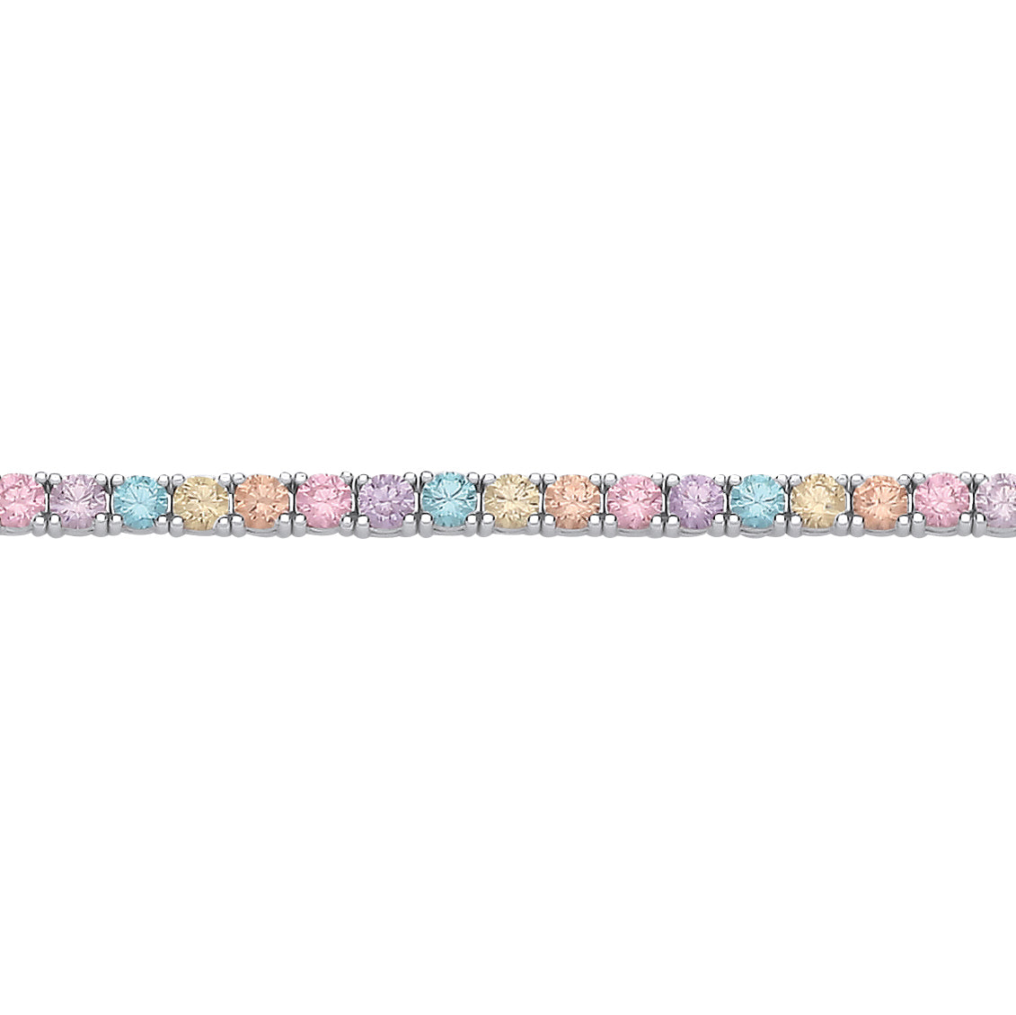 Silver  Pastel Rainbow Tennis Bracelet - GVB589