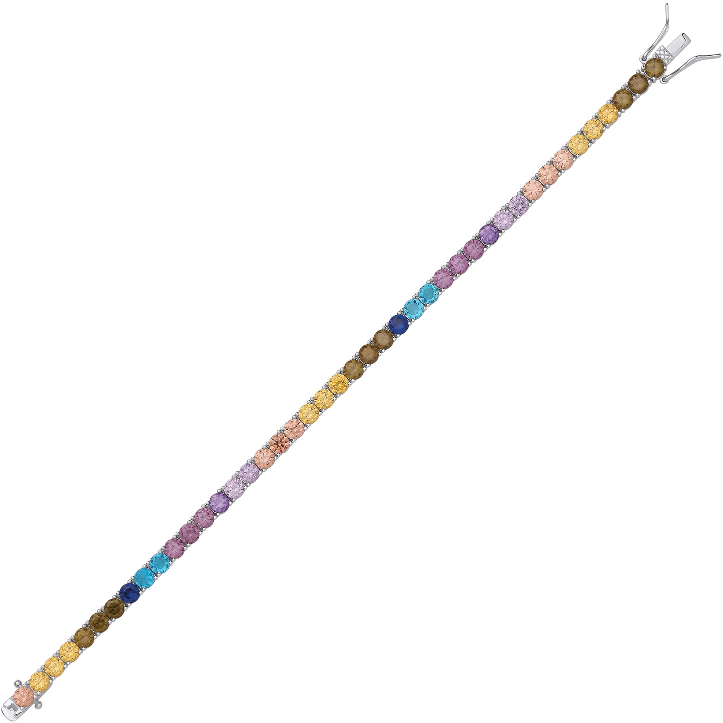 Silver  Alternating Rainbow Tennis Bracelet - GVB590