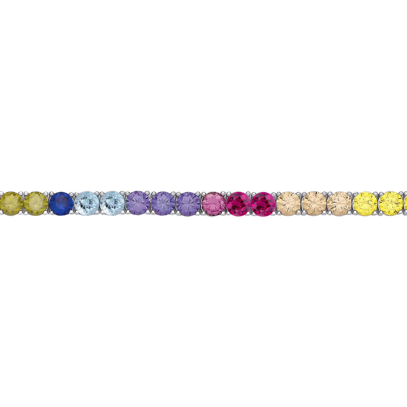Silver  Rainbow CZ Alternating Rainbow Tennis Bracelet 4mm 7.5" - GVB590