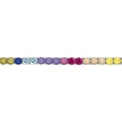 Silver  Rainbow CZ Alternating Rainbow Tennis Bracelet 4mm 7.5" - GVB590
