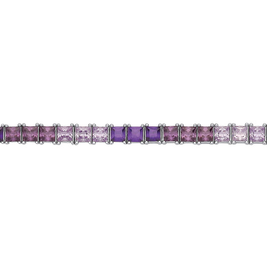 Silver  3 Shades of Violet Tennis Bracelet - GVB591