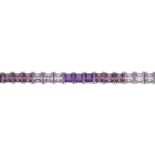 Silver Princess CZ 3 Shades of Violet Tennis Bracelet 3mm 7.5" - GVB591