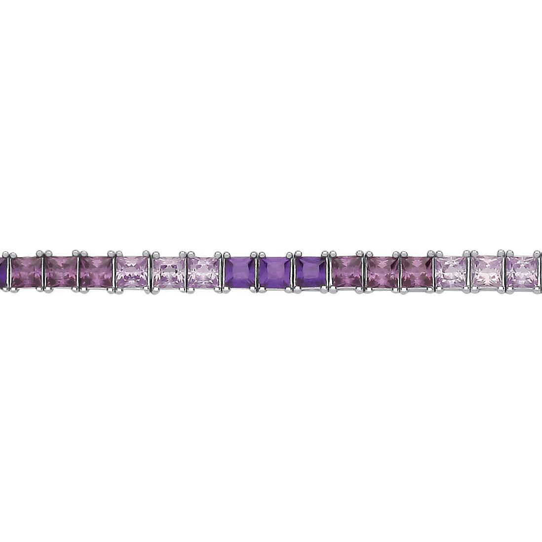 Silver  Princess CZ 3 Shades of Violet Tennis Bracelet 3mm 7.5" - GVB591