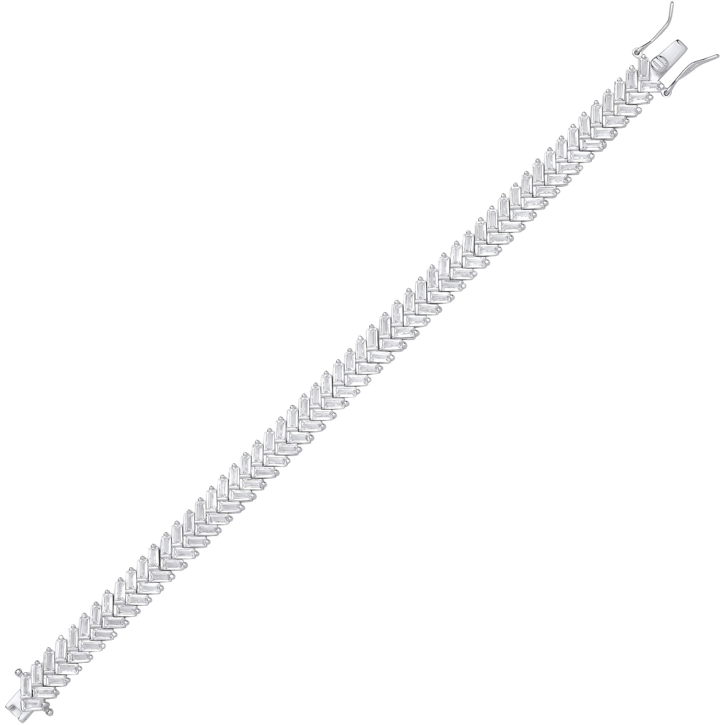 Silver  Herringbone Cluster Tennis Bracelet - GVB594