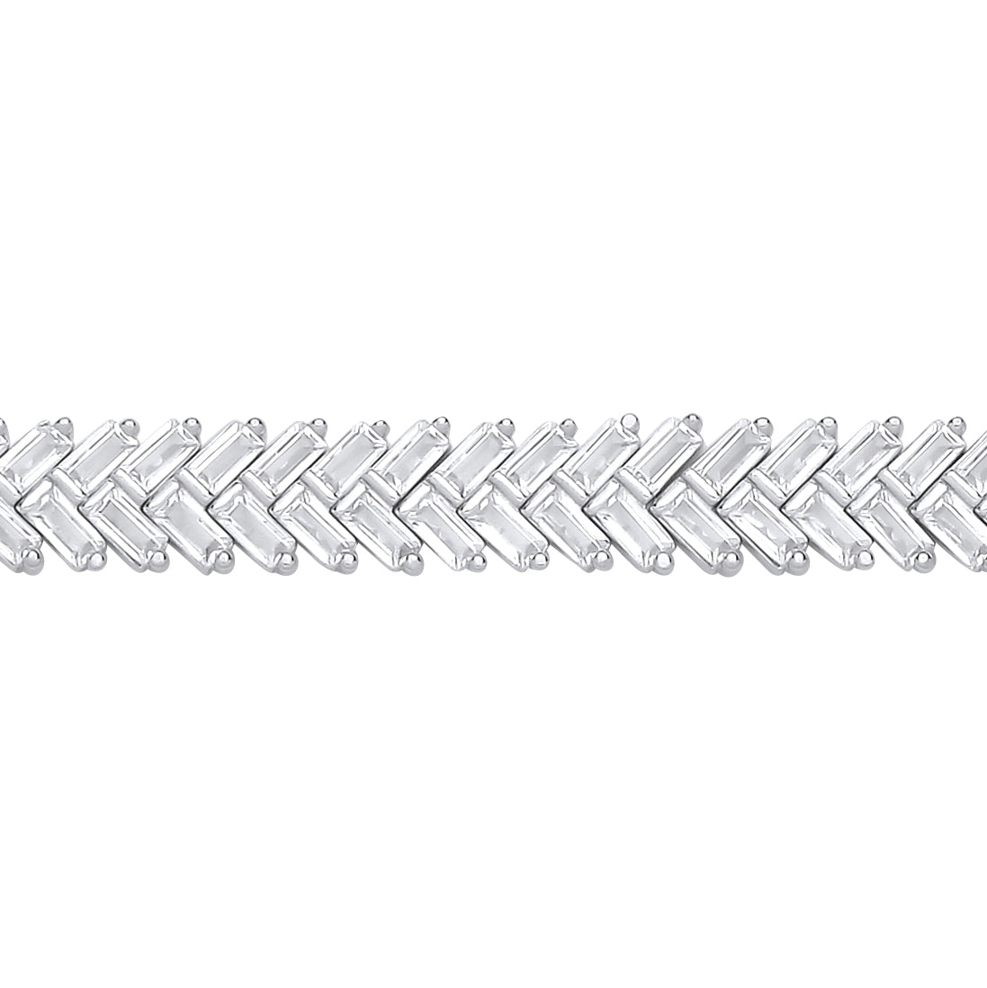 Silver  Herringbone Cluster Tennis Bracelet - GVB594