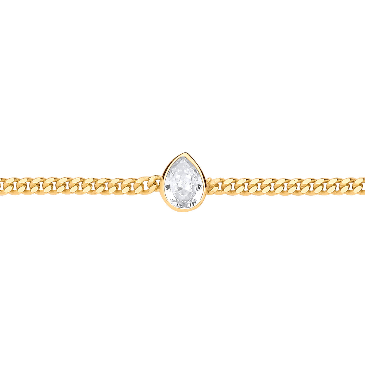 Gilded Silver  Bezel Solitaire Curb Chain Bracelet - GVB599G