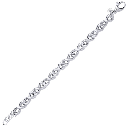 Silver  Twisted Infinity Pretzel Chain Link Bracelet - GVB602