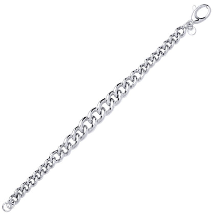 Silver  Graduated Rounded Albert Curb Link Chain Bracelet 11.5mm 7.5 inch - GVB603
