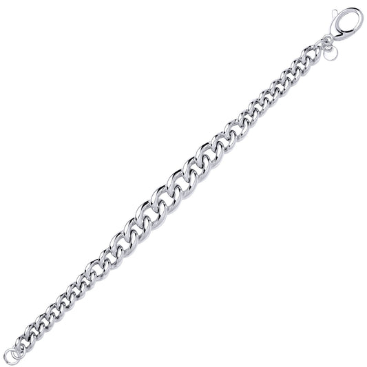 Silver  Graduated Rounded Albert Curb Link Bracelet 11.5mm 7.5inch - GVB603