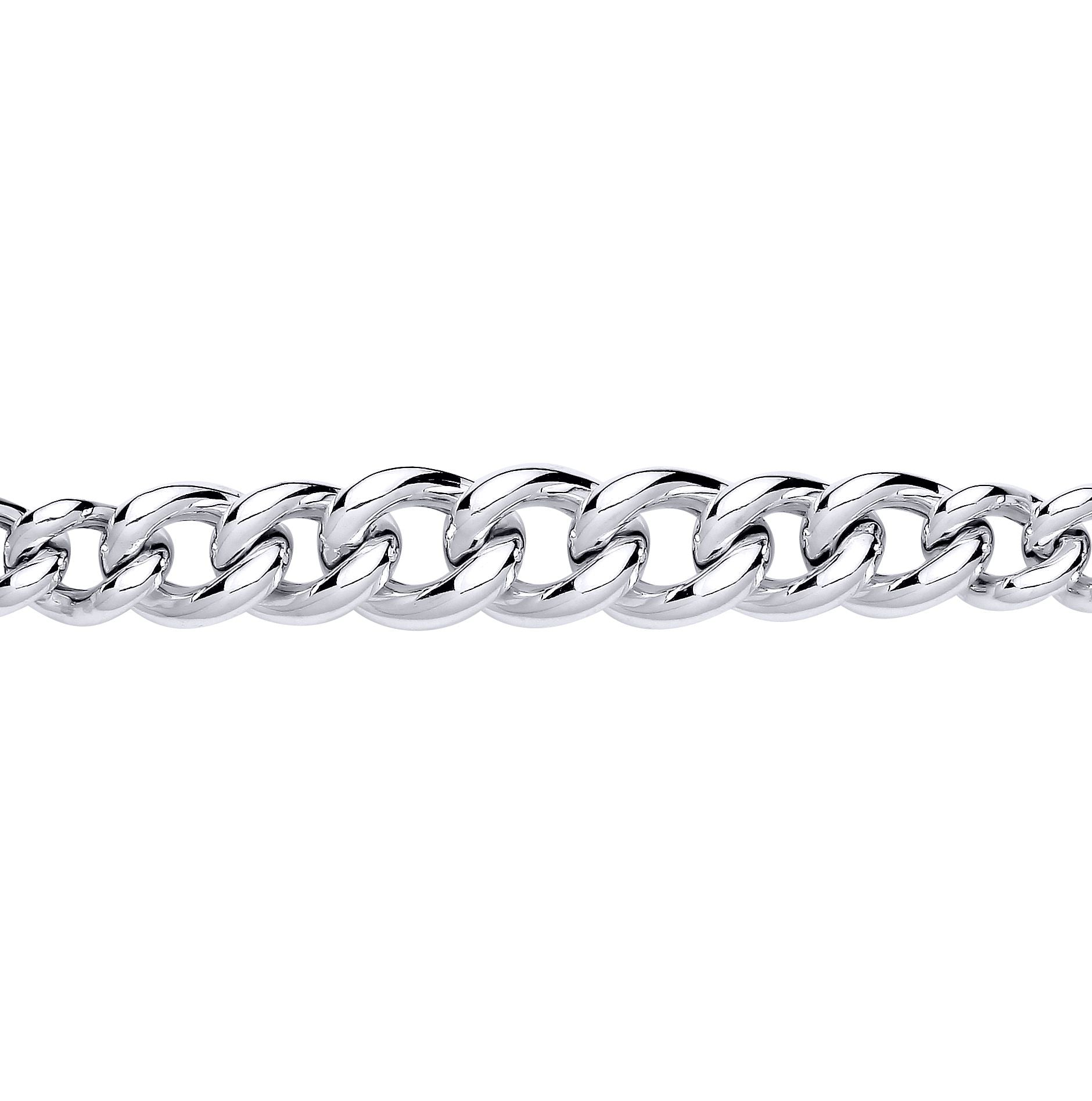 Silver  Graduated Rounded Albert Curb Link Chain Bracelet 11.5mm 7.5 inch - GVB603