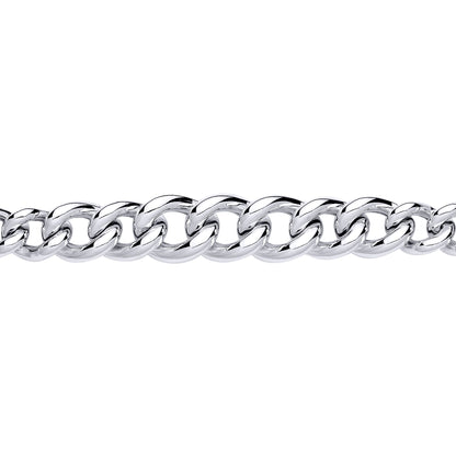 Silver  Graduated Rounded Albert Curb Link Chain Bracelet 11.5mm 7.5 inch - GVB603