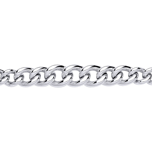 Silver  Graduated Rounded Albert Curb Link Chain Bracelet 11.5mm 7.5 inch - GVB603
