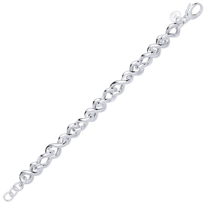 Silver  Twisted Figure 8 Infinity Link Chain Bracelet 10.5mm 7.5 inch - GVB604