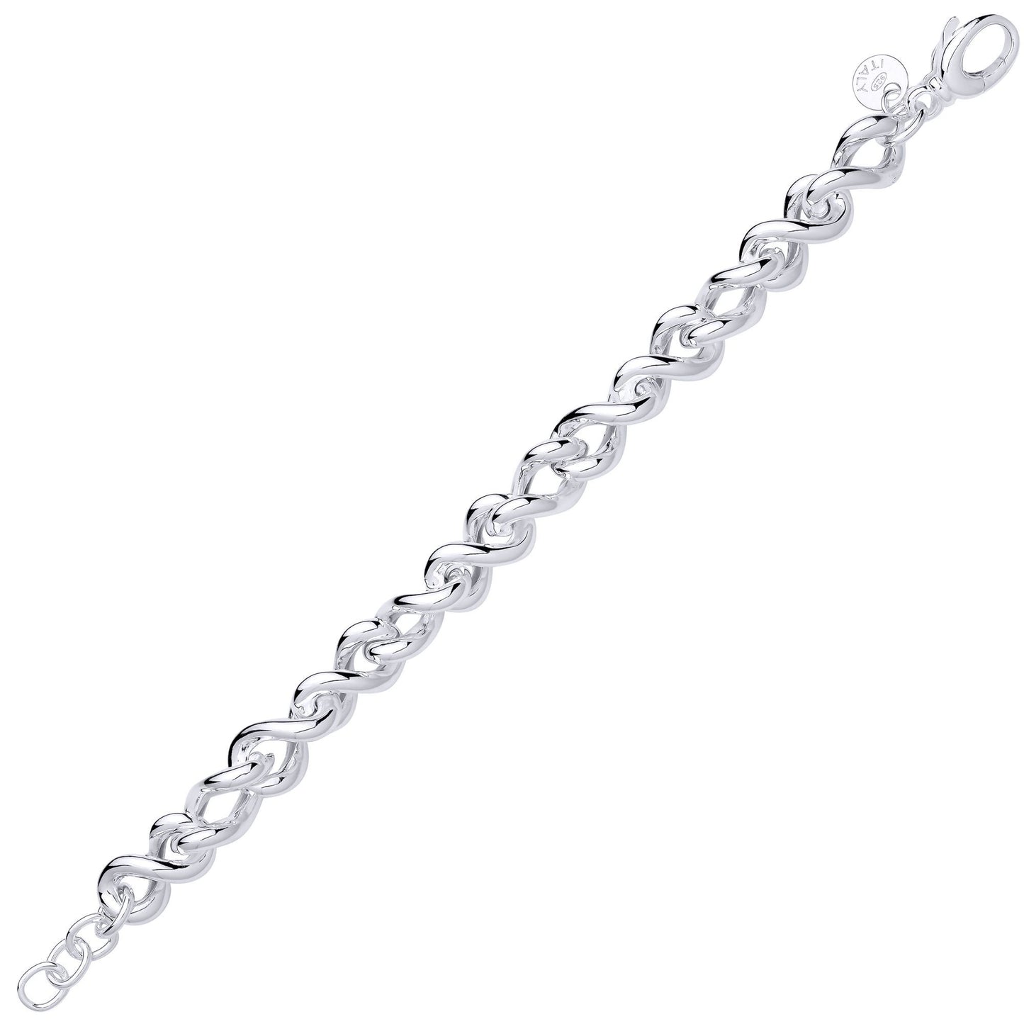 Silver  Twisted Figure 8 Infinity Link Bracelet 10.5mm 7.5 inch - GVB604