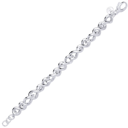 Silver  Twisted Figure 8 Infinity Link Bracelet 10.5mm 7.5 inch - GVB604