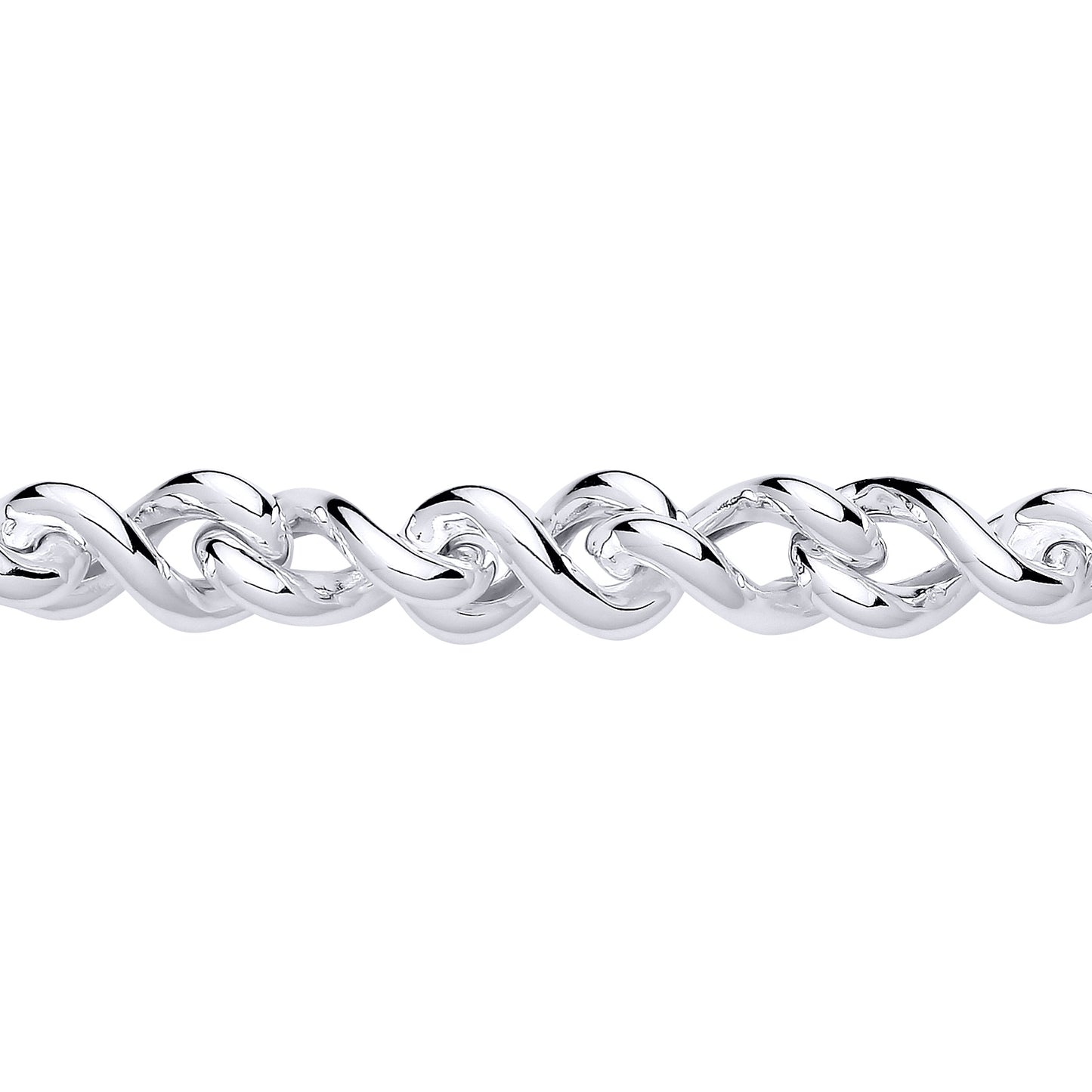 Silver  Twisted Figure 8 Infinity Link Chain Bracelet 10.5mm 7.5 inch - GVB604