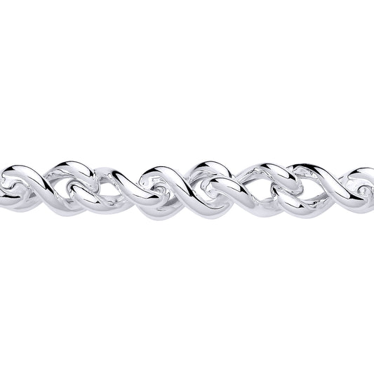 Silver  Twisted Figure 8 Infinity Link Chain Bracelet 10.5mm 7.5 inch - GVB604