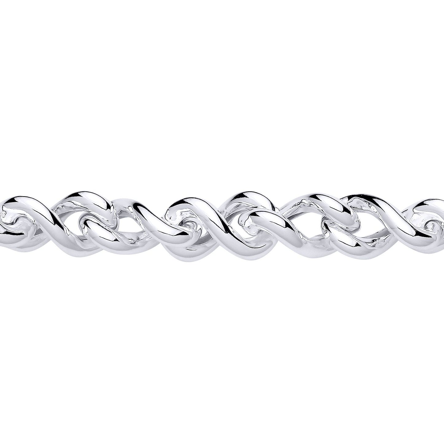 Silver  Twisted Figure 8 Infinity Link Bracelet 10.5mm 7.5 inch - GVB604