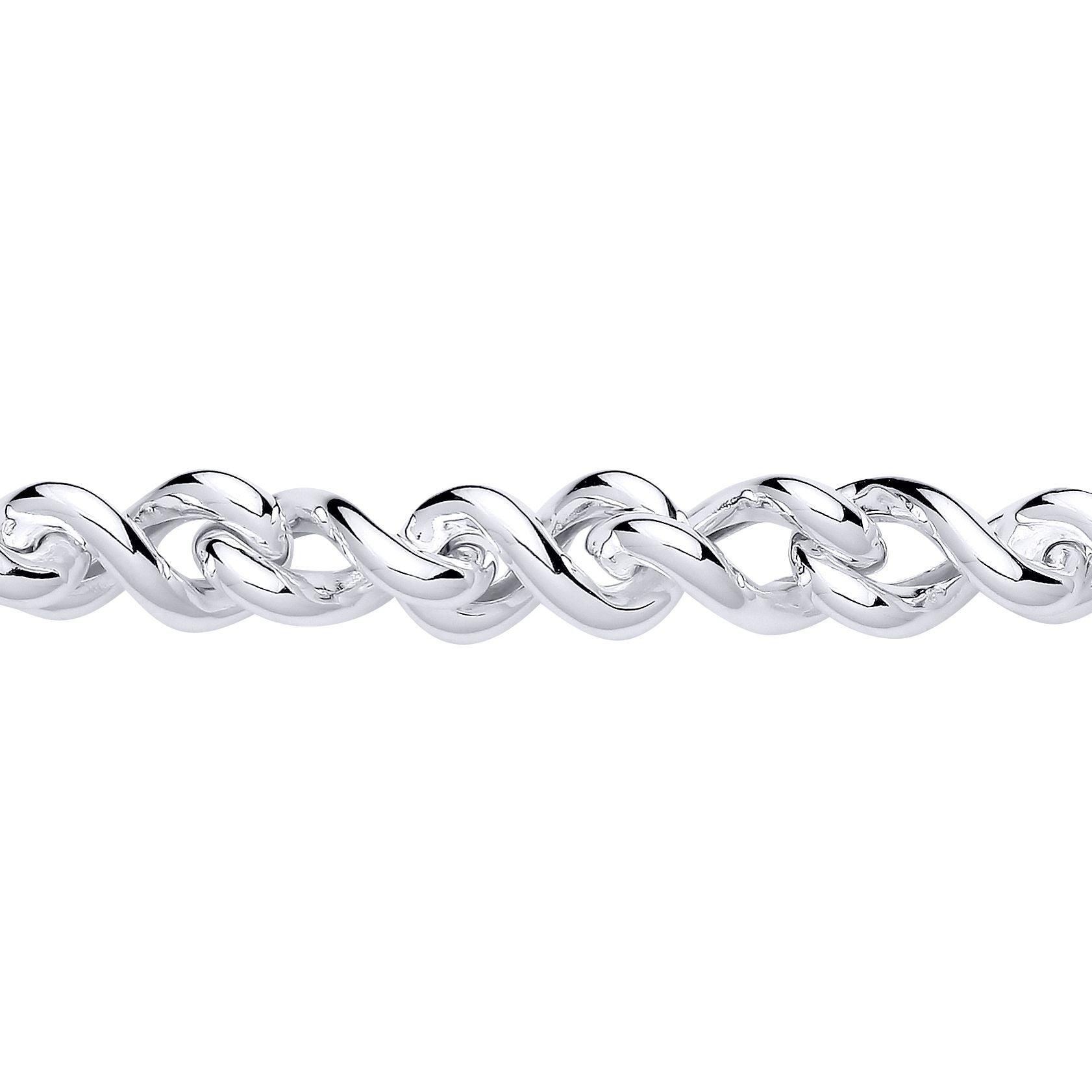 Silver  Twisted Figure 8 Infinity Link Bracelet 10.5mm 7.5 inch - GVB604