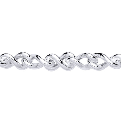 Silver  Twisted Figure 8 Infinity Link Bracelet 10.5mm 7.5 inch - GVB604