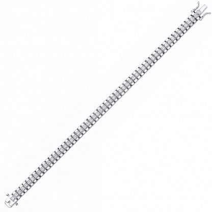 Silver  CZ Tennis Row Style Watch Strap Bracelet - GVB606