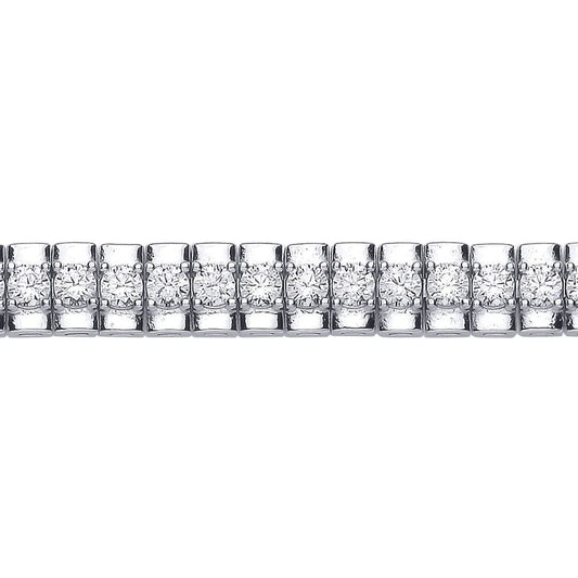 Silver CZ Tennis Row Style Watch Strap Bracelet - GVB606