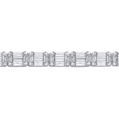 Silver  Baguette CZ Art Deco Penta Cluster Tennis Bracelet - GVB607
