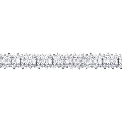 Silver  Baguette CZ Fizzy Row Tennis Bracelet - GVB609