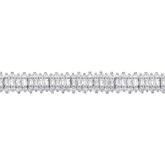 Silver  Baguette CZ Fizzy Row Tennis Bracelet - GVB609