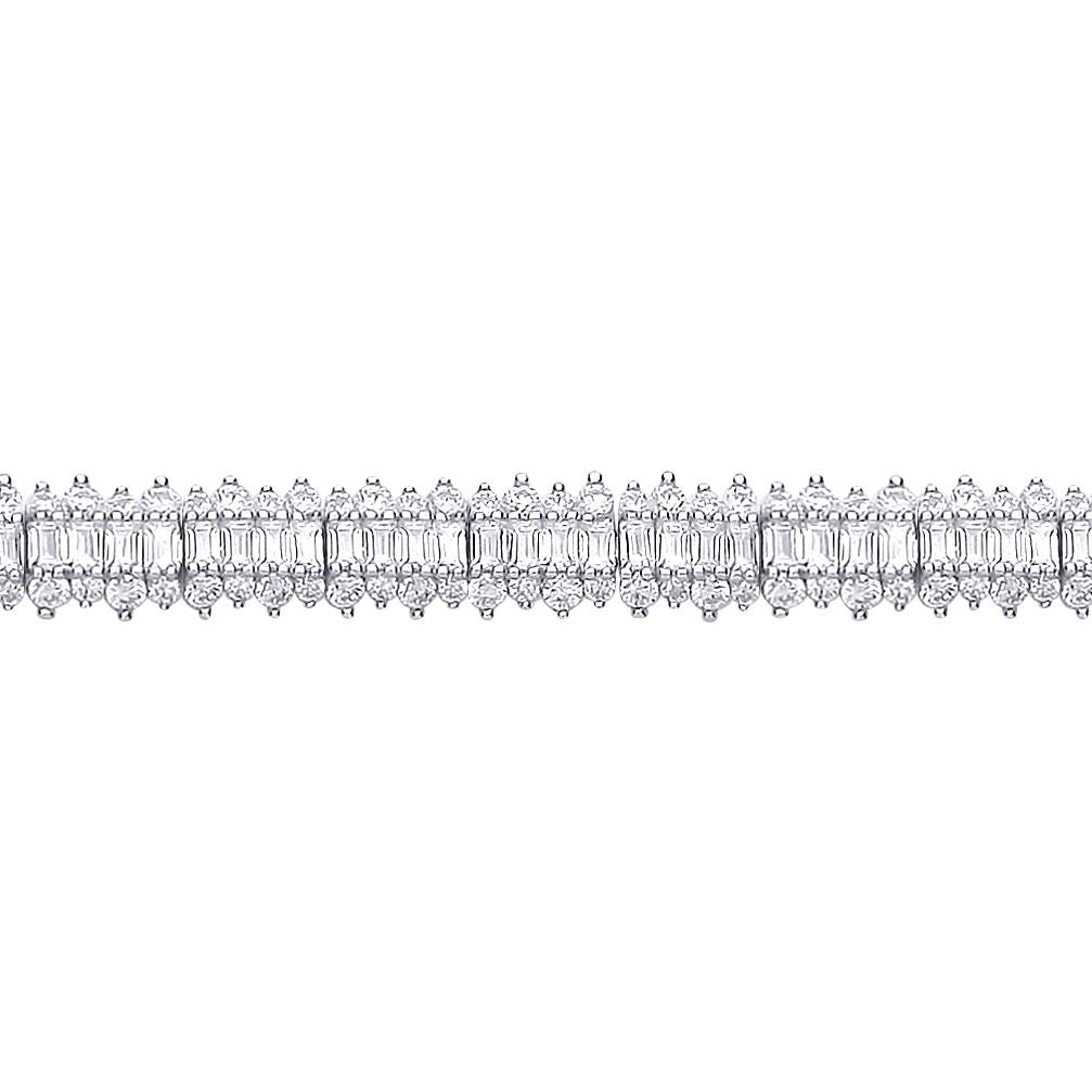 Silver  Baguette CZ Fizzy Row Tennis Bracelet - GVB609