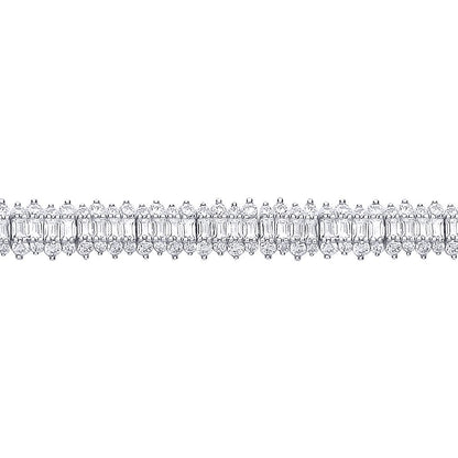 Silver  Baguette CZ Fizzy Row Tennis Bracelet - GVB609