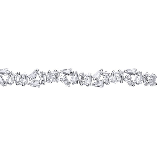 Silver  Baguette CZ Star Constellation Cluster Tennis Bracelet - GVB610
