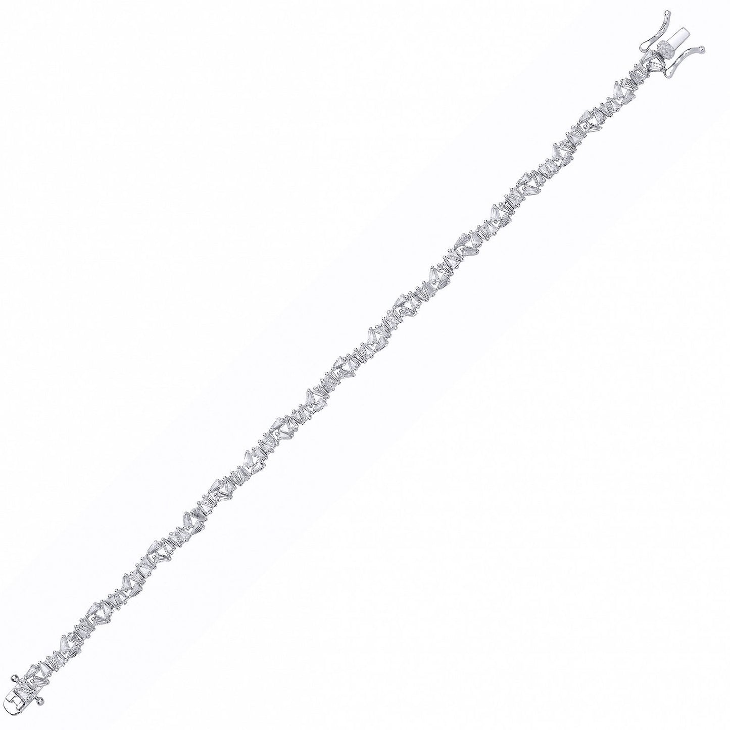 Silver  Baguette CZ Star Constellation Cluster Tennis Bracelet - GVB610