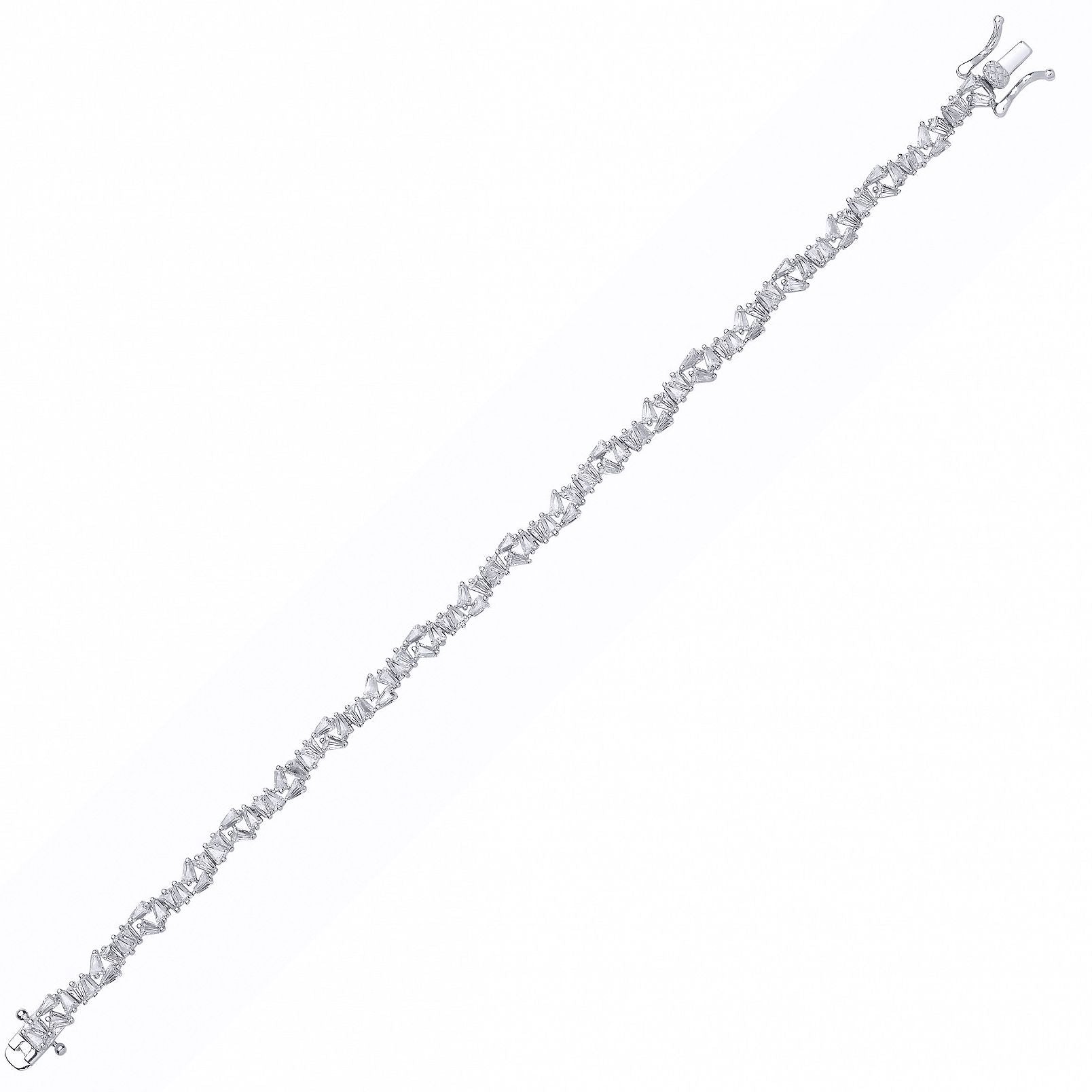 Silver  Baguette CZ Star Constellation Cluster Tennis Bracelet - GVB610