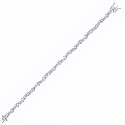 Silver  Baguette CZ Star Constellation Cluster Tennis Bracelet - GVB610