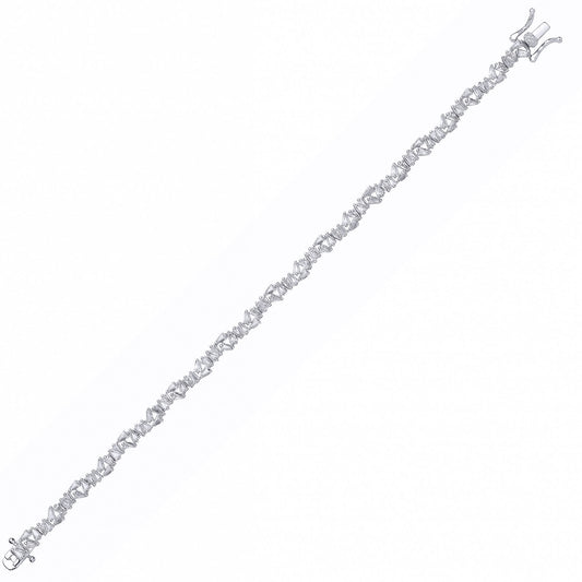 Silver  Baguette CZ Star Constellation Cluster Tennis Bracelet - GVB610